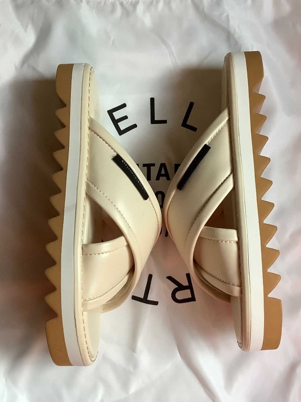 Stella McCartney Sneak-Elyse Platform Slide Sandals Cream SZ EU 38/ US 8 - Picture 6 of 16
